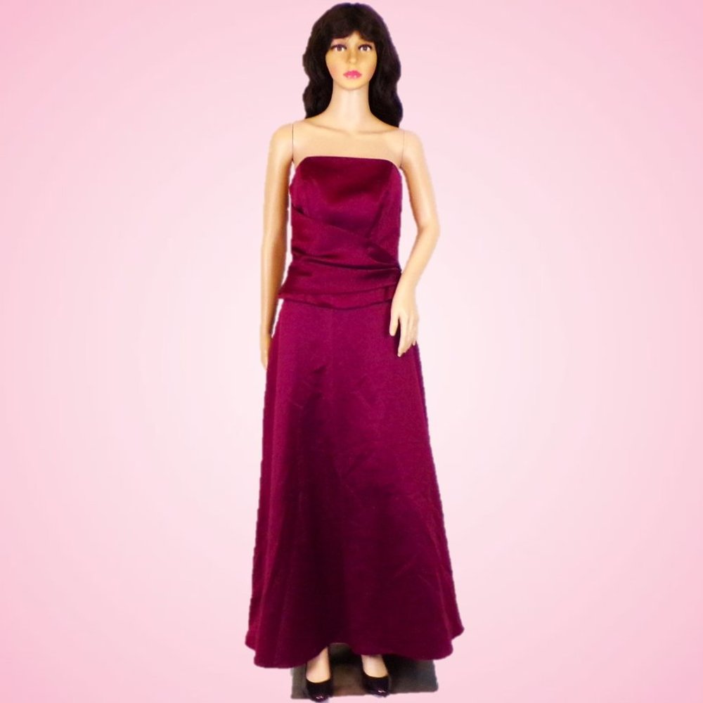 MORI LEE size 11/12 burgundy satin 2-piece evening set 100% polyester DC only